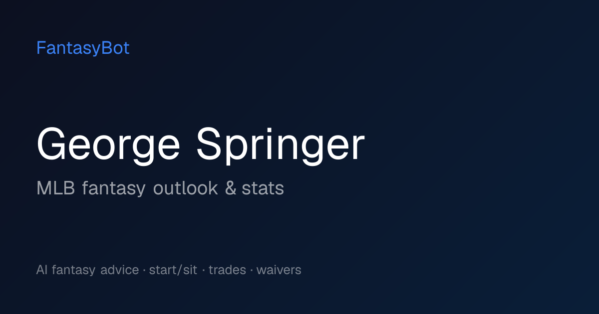George Springer Fantasy 2026: Stats & MLB Rankings