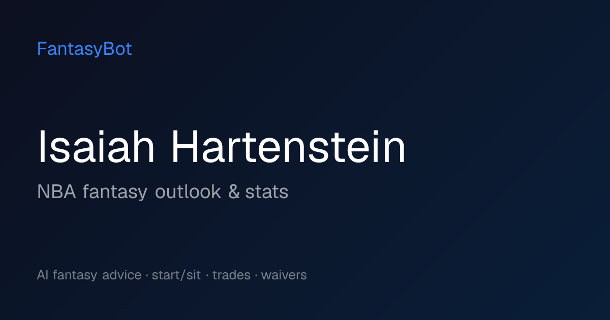 Isaiah Hartenstein Fantasy 2026: Stats & NBA Rankings
