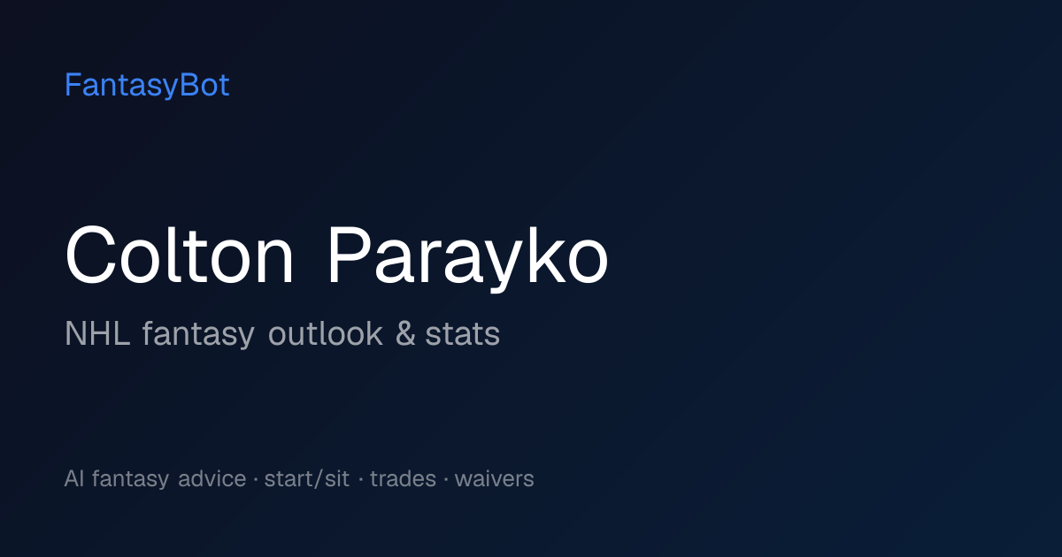 Colton Parayko Fantasy 2026: Stats & NHL Rankings