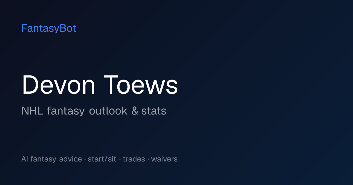 Devon Toews Fantasy 2026: Stats & NHL Rankings