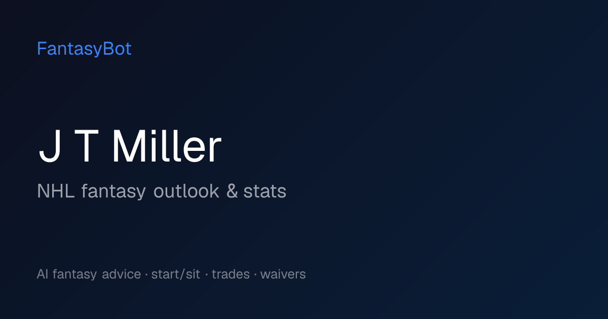 J.T. Miller Fantasy 2026: Stats & NHL Rankings