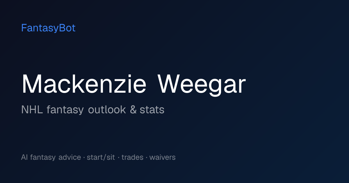 MacKenzie Weegar Fantasy 2026: Stats & NHL Rankings