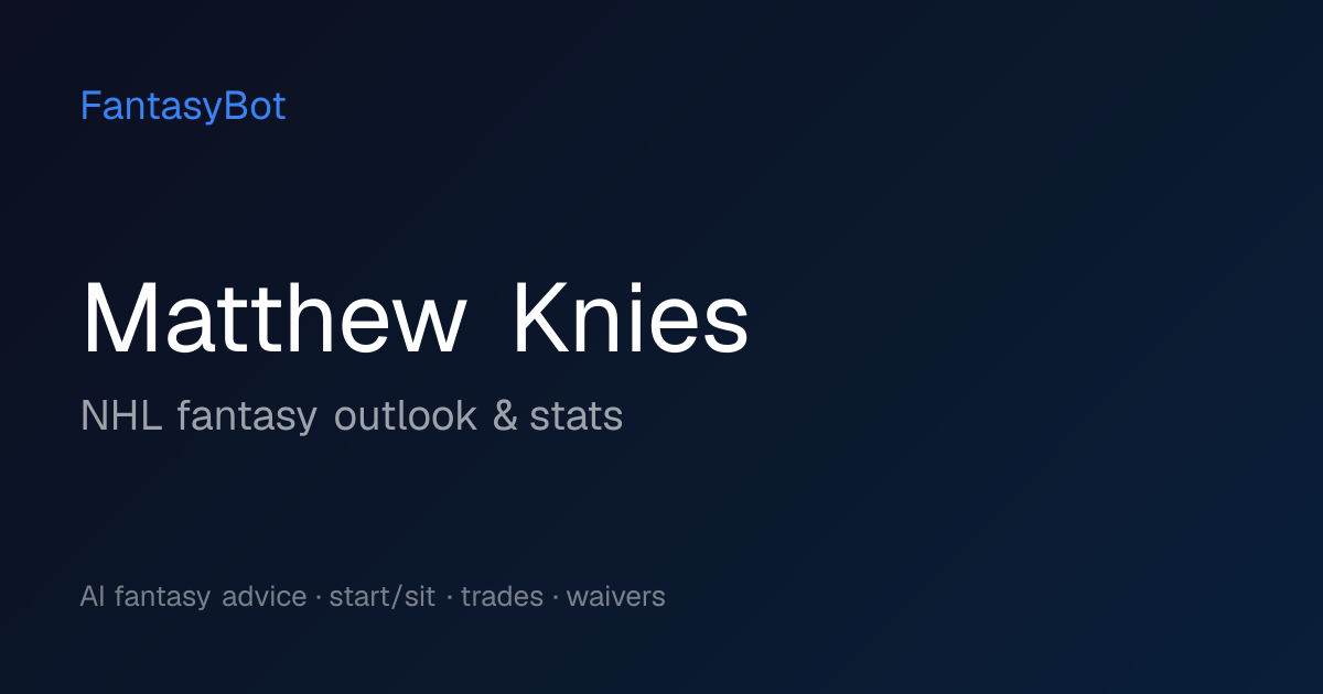 Matthew Knies Fantasy 2026: Stats & NHL Rankings