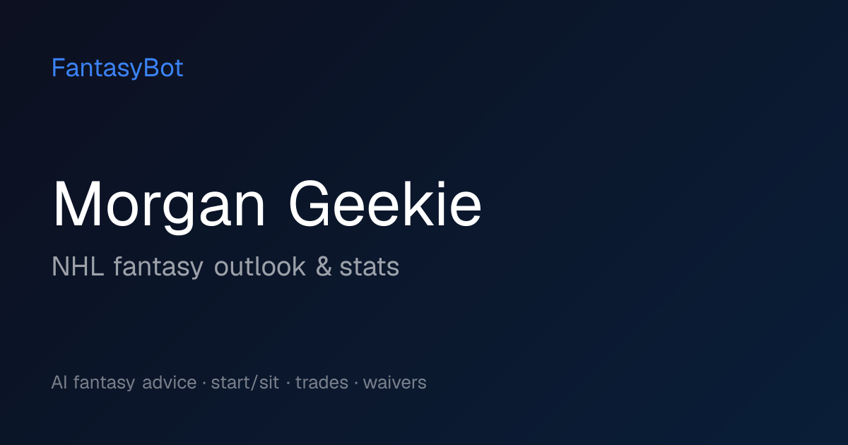 Morgan Geekie Fantasy 2026: Stats & NHL Rankings