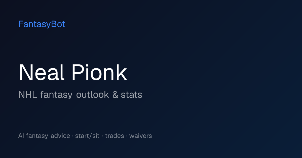 Neal Pionk Fantasy 2026: Stats & NHL Rankings