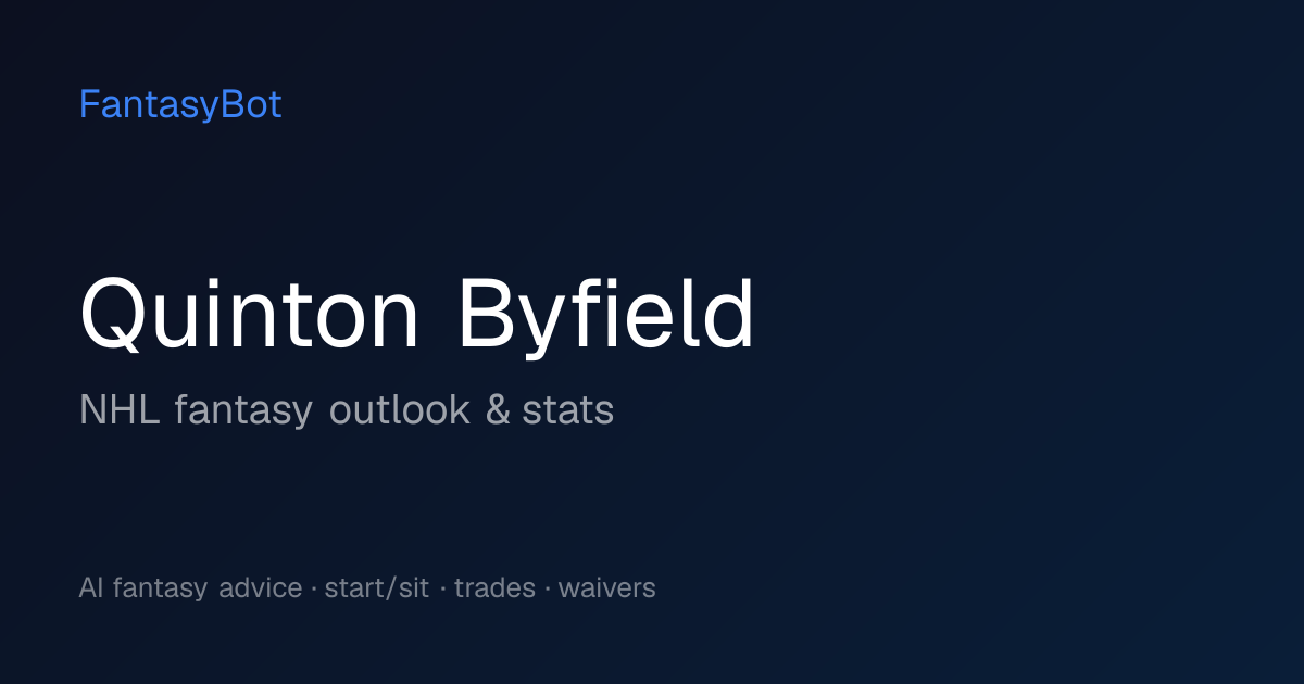 Quinton Byfield Fantasy 2026: Stats & NHL Rankings