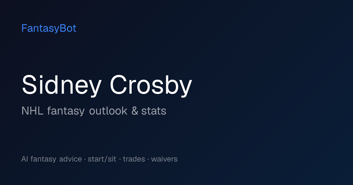 Sidney Crosby Fantasy 2026: Stats & NHL Rankings