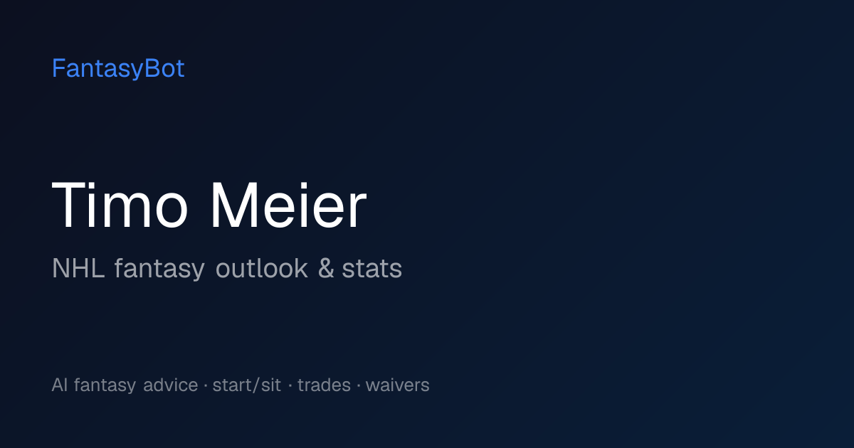 Timo Meier Fantasy 2026: Stats & NHL Rankings