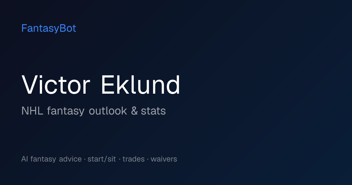 Victor Eklund Fantasy 2026: Stats & NHL Rankings