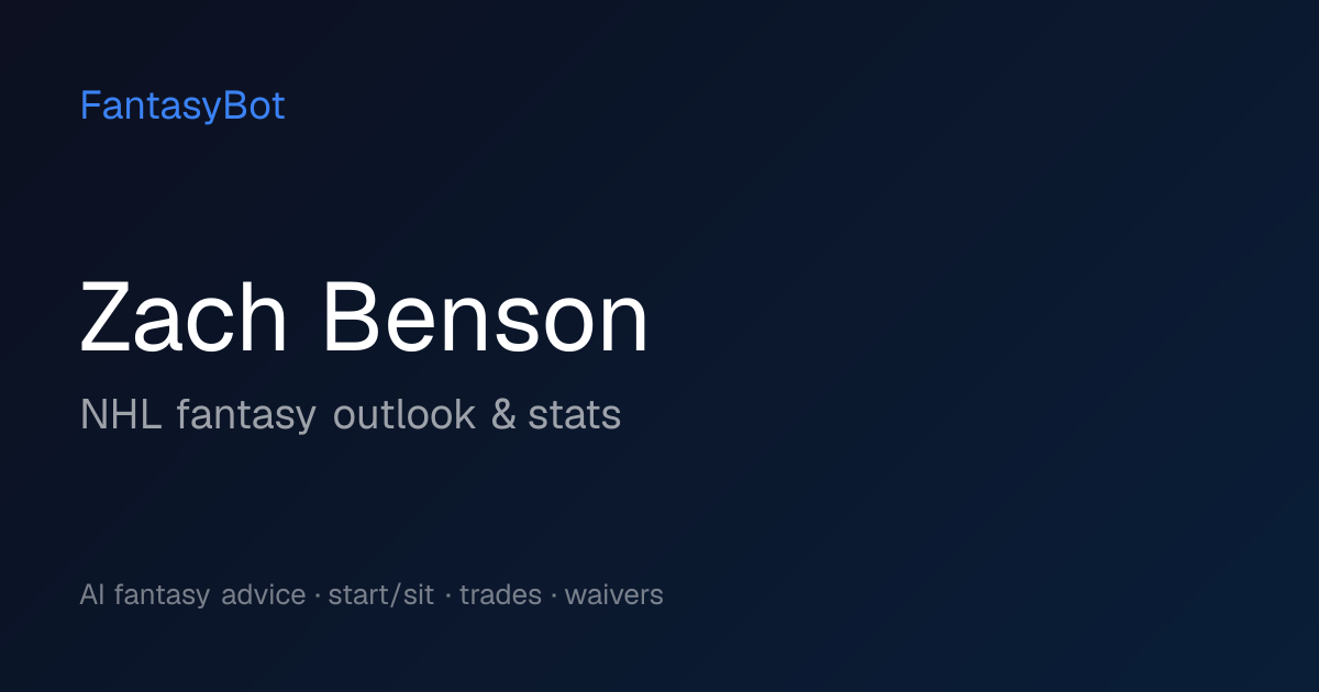 Zach Benson Fantasy 2026: Stats & NHL Rankings